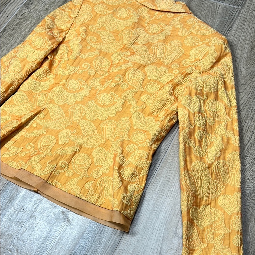 Bergamo by EBI Sheer Peach/Yellow/Orange Brocade Blazer Size‎ 4 - Picture 6 of 16